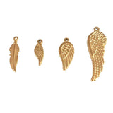 5pcs Stainless Steel Angel Wings Feather Pendant DIY Jewelry Accessories