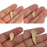 5pcs Stainless Steel Angel Wings Feather Pendant DIY Jewelry Accessories