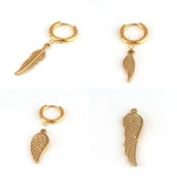 5pcs Stainless Steel Angel Wings Feather Pendant DIY Jewelry Accessories
