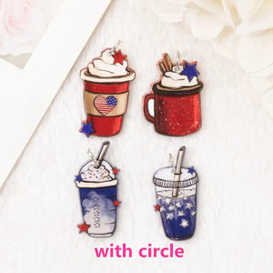 8Pcs Coffee Cup Charms Acrylic 4th Of July Diy Making