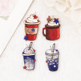 8Pcs Coffee Cup Charms Acrylic 4th Of July Diy Making