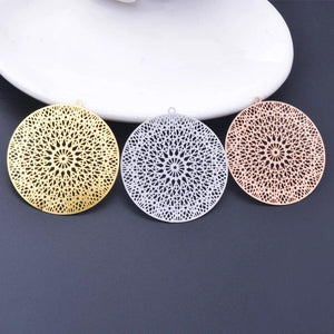 6pcs Rose Round Charms Silver Plated Earring Pendant DIY Jewelry
