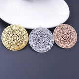 6pcs Rose Round Charms Silver Plated Earring Pendant DIY Jewelry