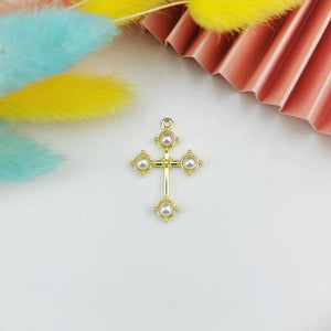 10pcs Cross Charms Pendants DIY Crafts Rhinestone Inlaid Jewelry