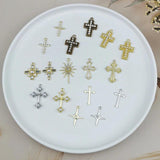 10pcs Cross Charms Pendants DIY Crafts Rhinestone Inlaid Jewelry