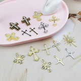 10pcs Cross Charms Pendants DIY Crafts Rhinestone Inlaid Jewelry