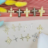 10pcs Cross Charms Pendants DIY Crafts Rhinestone Inlaid Jewelry