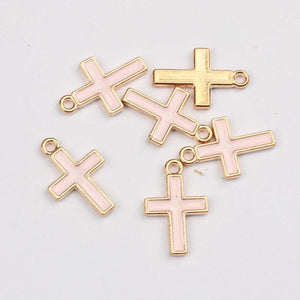 50pcs Mini Cross Enamel Charms For DIY Jewelry Making