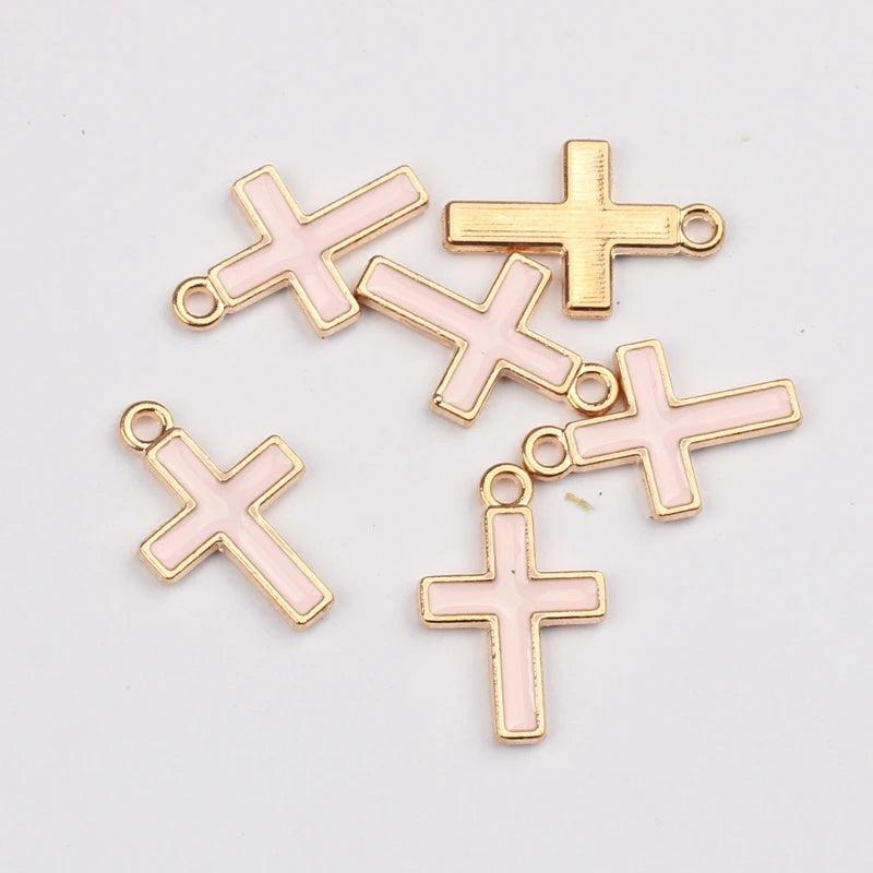 50pcs Mini Cross Enamel Charms For DIY Jewelry Making