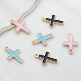 50pcs Mini Cross Enamel Charms For DIY Jewelry Making