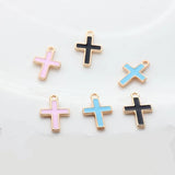 50pcs Mini Cross Enamel Charms For DIY Jewelry Making