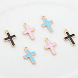 50pcs Mini Cross Enamel Charms For DIY Jewelry Making