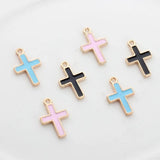 50pcs Mini Cross Enamel Charms For DIY Jewelry Making