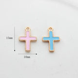 50pcs Mini Cross Enamel Charms For DIY Jewelry Making