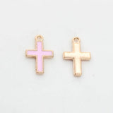 50pcs Mini Cross Enamel Charms For DIY Jewelry Making