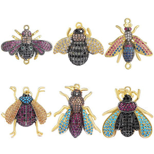 Rainbow CZ Insect Charms for DIY Jewelry Making