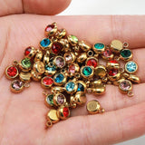 20pcs Stainless Steel Rhinestone Charms 6mm Gem Beads Pendants DIY Jewelry