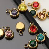 20pcs Stainless Steel Rhinestone Charms 6mm Gem Beads Pendants DIY Jewelry