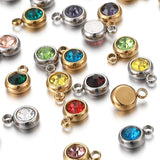 20pcs Stainless Steel Rhinestone Charms 6mm Gem Beads Pendants DIY Jewelry