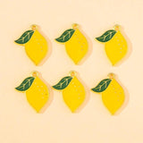 20Pcs Enamel Yellow Lemon Fruit Charms for DIY Jewelry Making