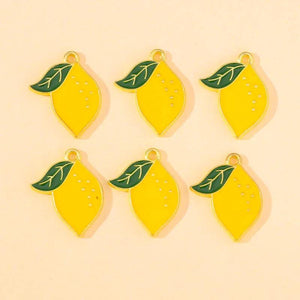 20Pcs Enamel Yellow Lemon Fruit Charms for DIY Jewelry Making