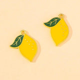 20Pcs Enamel Yellow Lemon Fruit Charms for DIY Jewelry Making