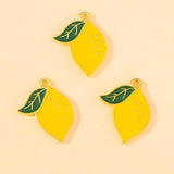 20Pcs Enamel Yellow Lemon Fruit Charms for DIY Jewelry Making