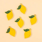 20Pcs Enamel Yellow Lemon Fruit Charms for DIY Jewelry Making