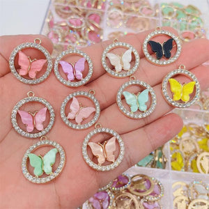 Multicolor Resin Butterfly Necklace Pendant Pink Insect Charm