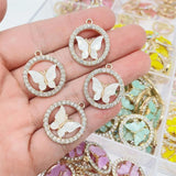 Multicolor Resin Butterfly Necklace Pendant Pink Insect Charm