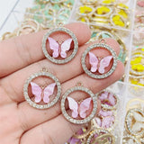 Multicolor Resin Butterfly Necklace Pendant Pink Insect Charm