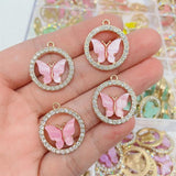 Multicolor Resin Butterfly Necklace Pendant Pink Insect Charm