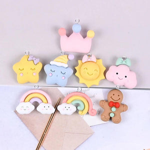 10pcs Star Sun Gingerbread Man Charms DIY Earrings Keychain Decoration