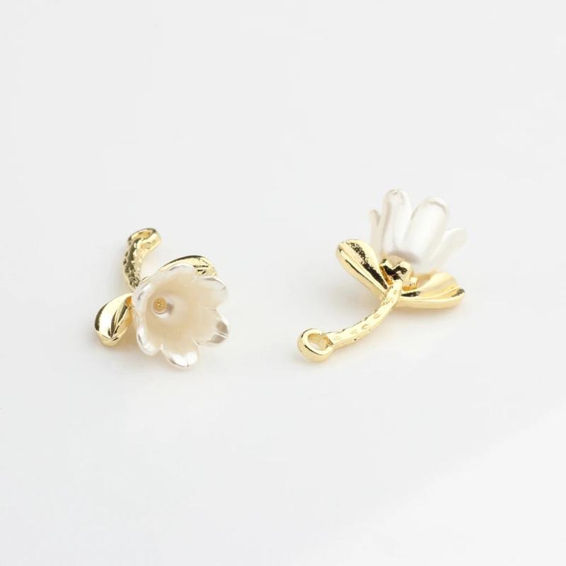 Zinc Alloy CCB Tulip Flowers Charms Pendant 6pcs/lot DIY Earrings Jewelry Making