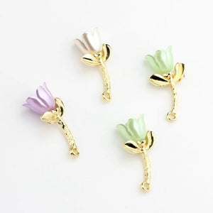 Zinc Alloy CCB Tulip Flowers Charms Pendant 6pcs/lot DIY Earrings Jewelry Making