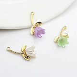 Zinc Alloy CCB Tulip Flowers Charms Pendant 6pcs/lot DIY Earrings Jewelry Making