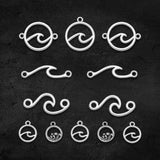 50pcs Antique Silver Plated Mini Hollow Ocean Wave Pendant Charms