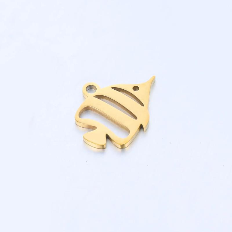 5pcs 12mm*15mm Tropical Fish Stainless Steel Pendant DIY Necklace Jewelry