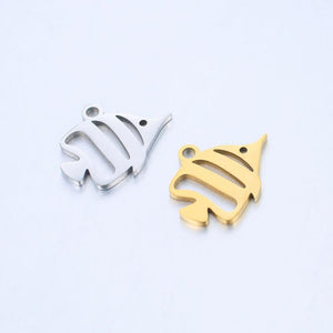 5pcs 12mm*15mm Tropical Fish Stainless Steel Pendant DIY Necklace Jewelry