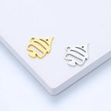 5pcs 12mm*15mm Tropical Fish Stainless Steel Pendant DIY Necklace Jewelry