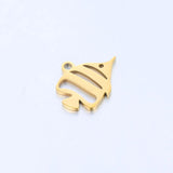 5pcs 12mm*15mm Tropical Fish Stainless Steel Pendant DIY Necklace Jewelry