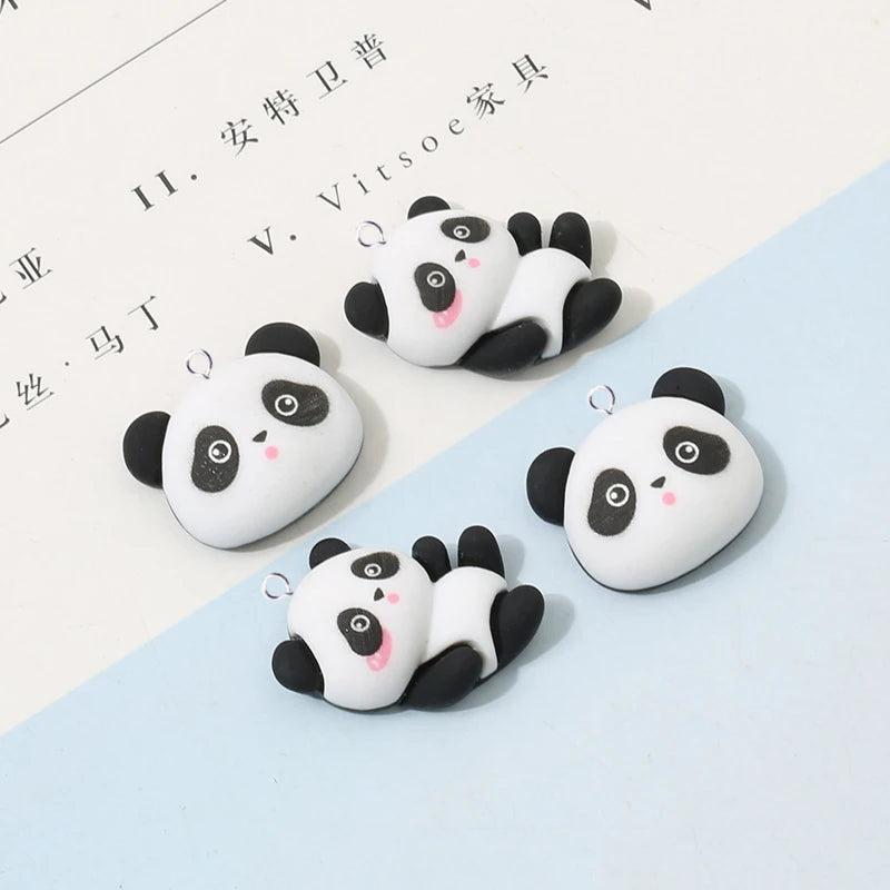 10pcs Panda Head Charms Resin Floating Animal Pendant DIY Earrings C846