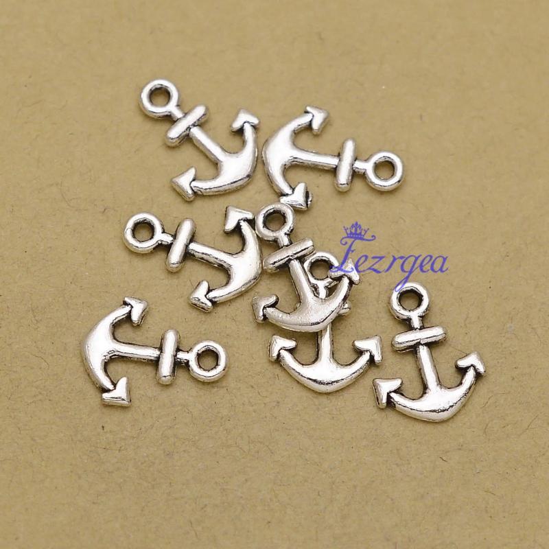 100pcs Antique Silver Mini Anchor Charms DIY Bracelet Jewelry Accessories