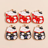 10pcs Chinese Lucky Cat Charms for DIY Jewelry Making