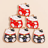 10pcs Chinese Lucky Cat Charms for DIY Jewelry Making