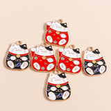 10pcs Chinese Lucky Cat Charms for DIY Jewelry Making