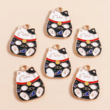 10pcs Chinese Lucky Cat Charms for DIY Jewelry Making