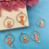 10pcs Maple Leaf & Fox Enamel Charms for Couple Jewelry