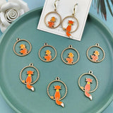 10pcs Maple Leaf & Fox Enamel Charms for Couple Jewelry