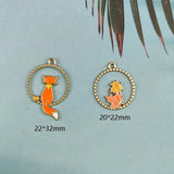 10pcs Maple Leaf & Fox Enamel Charms for Couple Jewelry